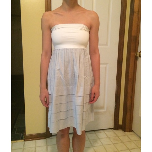 Theory strapless blue dress