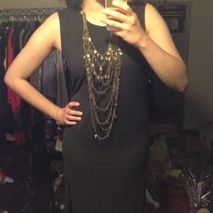 Antique Metal Layered Disk and Cross Necklace