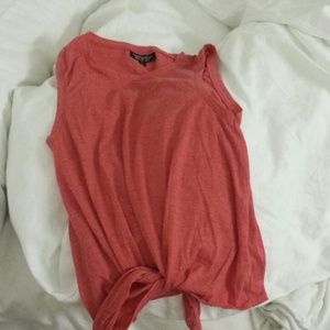 Topshop knotted salmon colored top