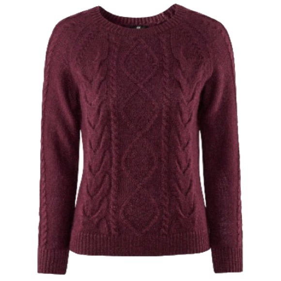 H&M Sweaters - Daphne Groeneveld's H&M Cable Sweater in Burgundy H&M Sweaters - Daphne Groeneveld's H&M Cable Sweater in Burgundy
