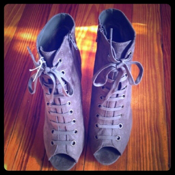 Grey suede booties