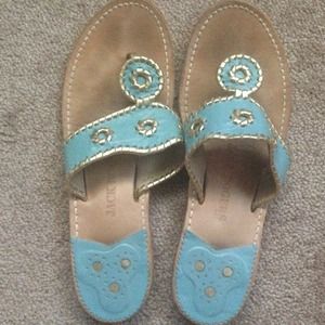 Jack Rogers Navajo Sandal size 10- light blue/gold
