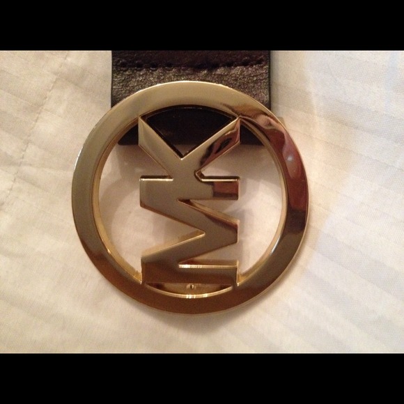 Michael Kors gold and brown leather belt