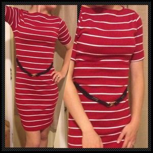 Bold, Red & White Striped, T-Shirt Dress