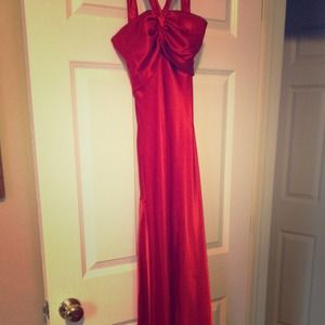 Rose red satin formal dress! Worn once!