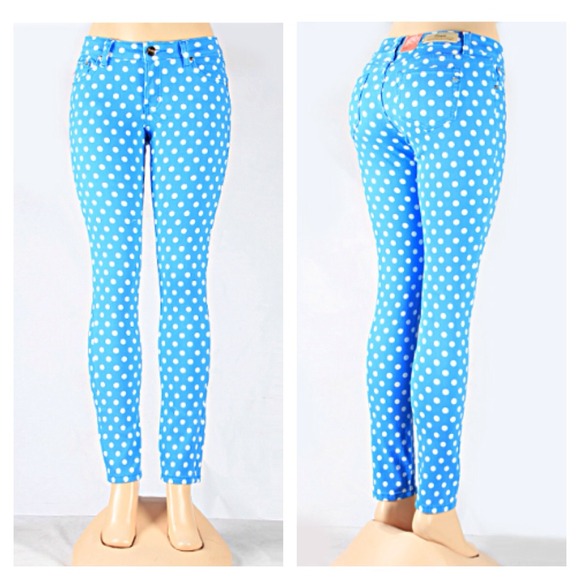 Turquoise Polka Dot Jeans - Picture 2 of 3
