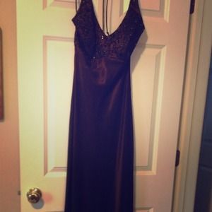Black with brown overlay formal dress with beading