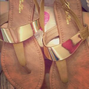 Gold and tan Sandals