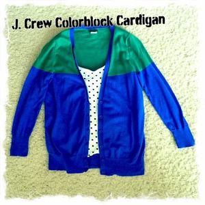 🚫SOLD J Crew Green/Blue Colorblock Cardigan XS