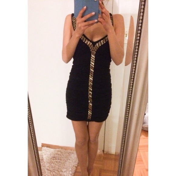 Arden B ruched black dress