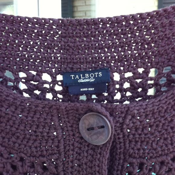 Talbots brown hand knit mercerized cotton sweater - Picture 2 of 4