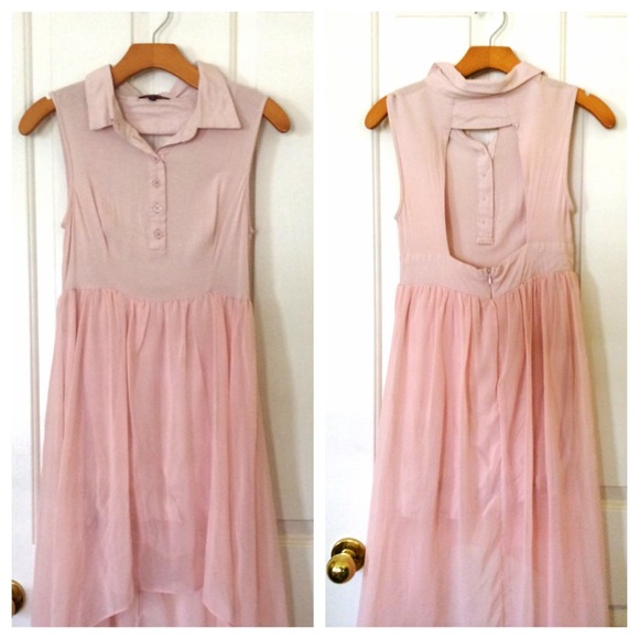 Pink High-Low Dress with Open Back