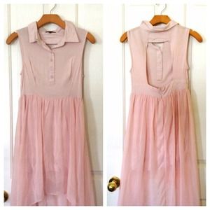 Pink High-Low Dress with Open Back