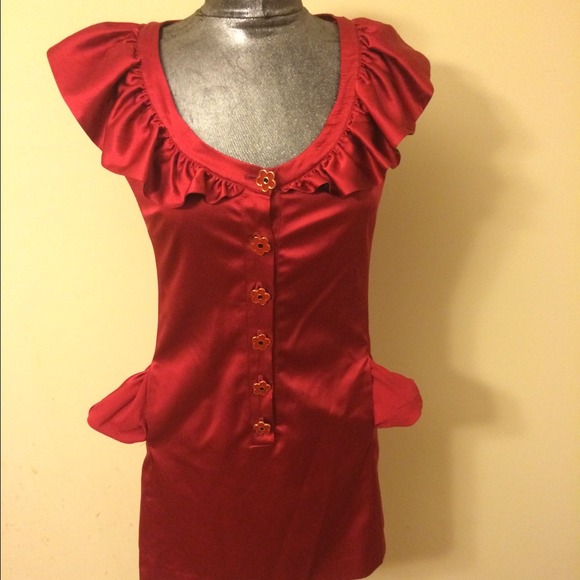 Betsey Johnson Silk red dress with pockets - Picture 4 of 4