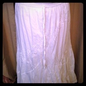 White long linen skirt