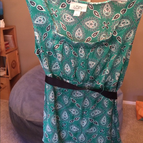 Ann Taylor top green/teal with blue accent - Picture 1 of 2