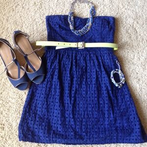 Royal Blue Eyelet Dress