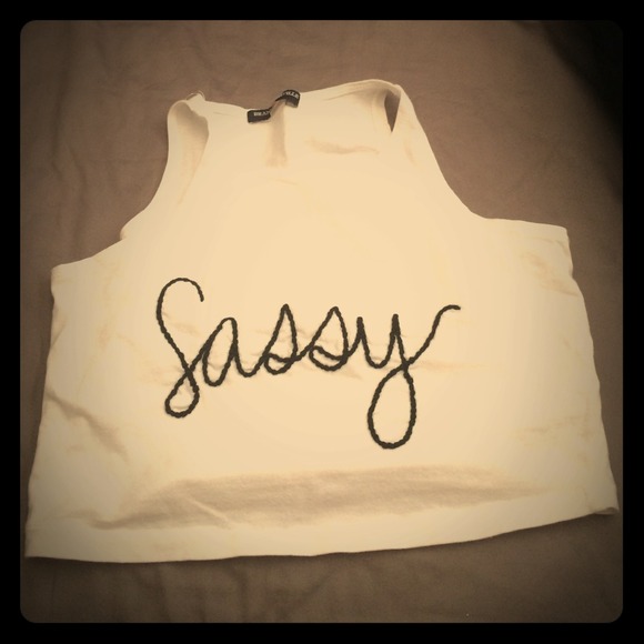 ❌Sold❌Brandy melville embroidered sassy crop top