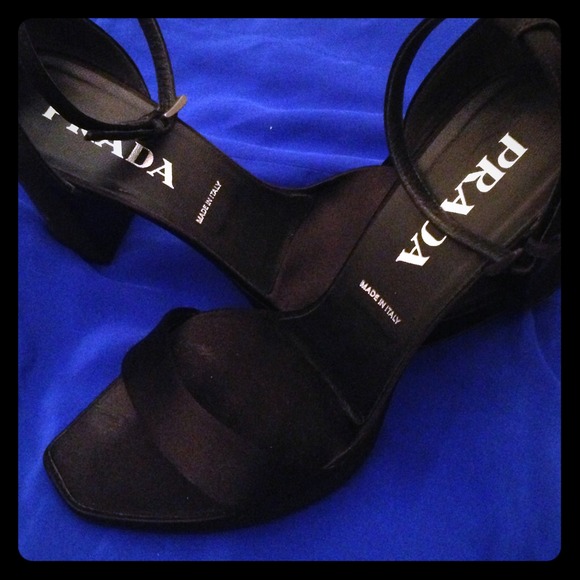 Prada Black Silk Heels