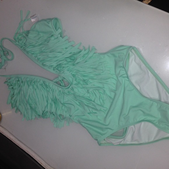 fringe monokini one piece bathing suit
