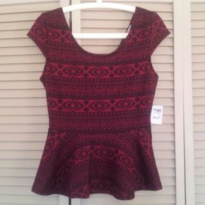 Fancy open back Maroon and black top!