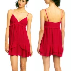 NWOT BCBG RED RUBY RUFFLE DRESS