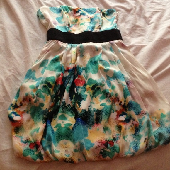 Watercolor strapless dress