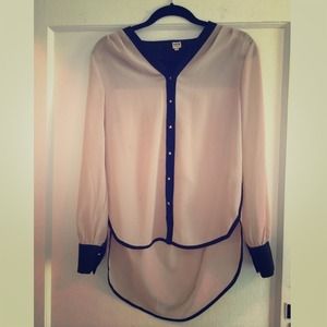 Nasty Gal Tan/Black Studded Blouse