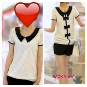 LACE ALL OVER RIBBON BACK BLOUSE