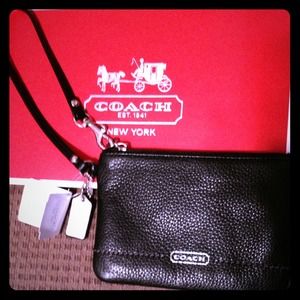 NWT Black Leather Wristlet