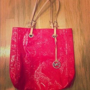 Red patent Michael Kors tote in perfect condition!
