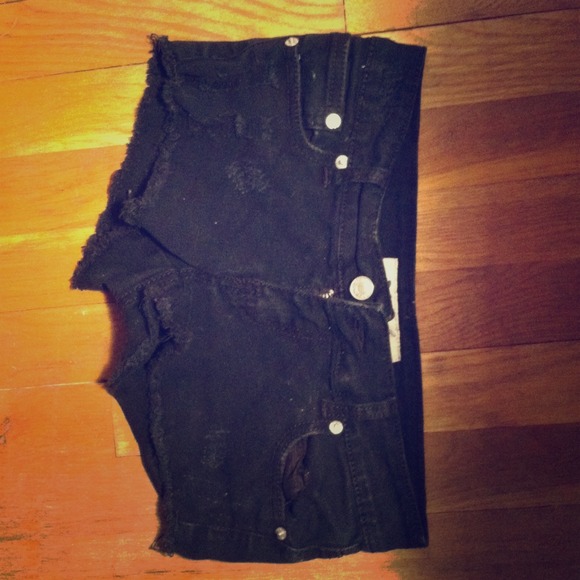 Black Denim Cut-Off Shorts