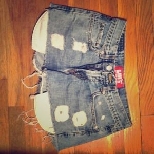 High-Waisted Ripped Denim Shorts