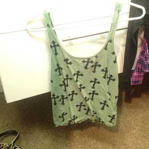 Olive green cross tank top