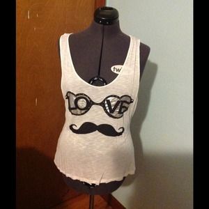 LOVE Mustache Lace Tee {White&Black}