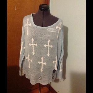 Knit Cross Sweater {Light Blue}