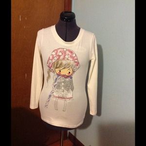 Winter Girl Sequin Lace Tee Shirt