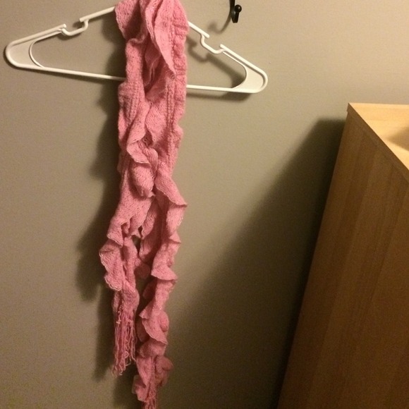 long pink shimmery curled scarf