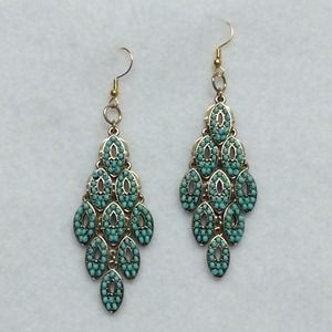 Handmade Turquoise Beaded Earrings