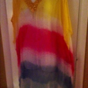 Hindu Sheer Kaftan...Beaded V Neck Line