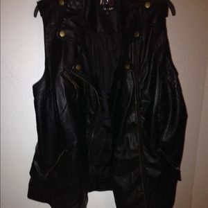 Black Faux Leather Vest