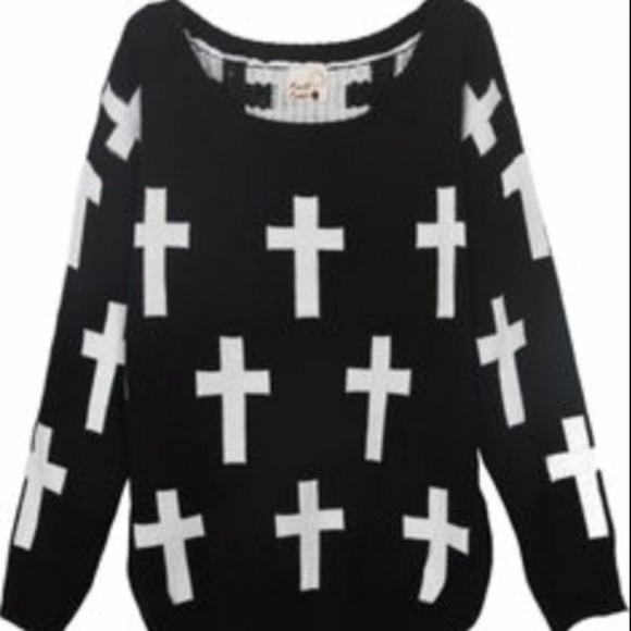 SOLD!♡ ROMWE Cross Sweater - Picture 2 of 2