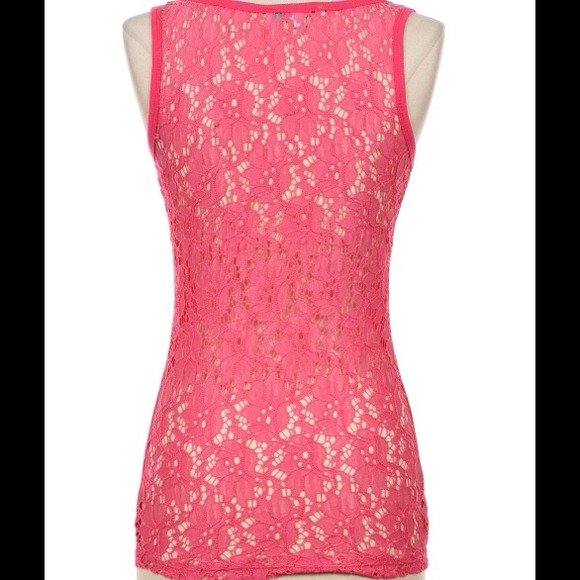 Pink Lace Pocket/Back Tank - Picture 2 of 2