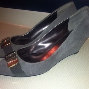 Nine West gray suede wedge heels