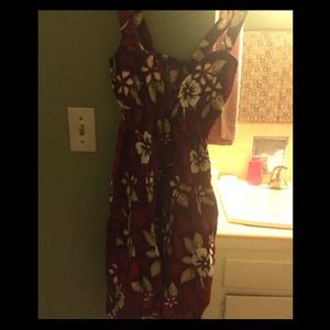 Red Hawaiian flower dress