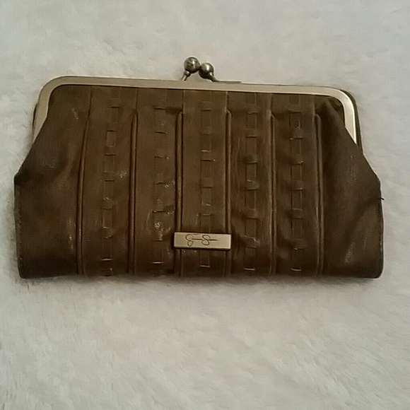 Jessica Simpson brown leather wallet/clutch