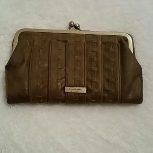Jessica Simpson brown leather wallet/clutch