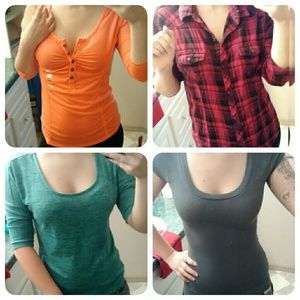 BUNDLE: Orange NWT, Plaid, Teal, & Gray Tshirt