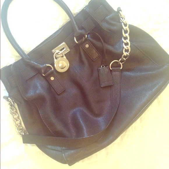 Black leather Michael Kors Hamilton Tote