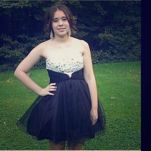 black & white homecoming dress .